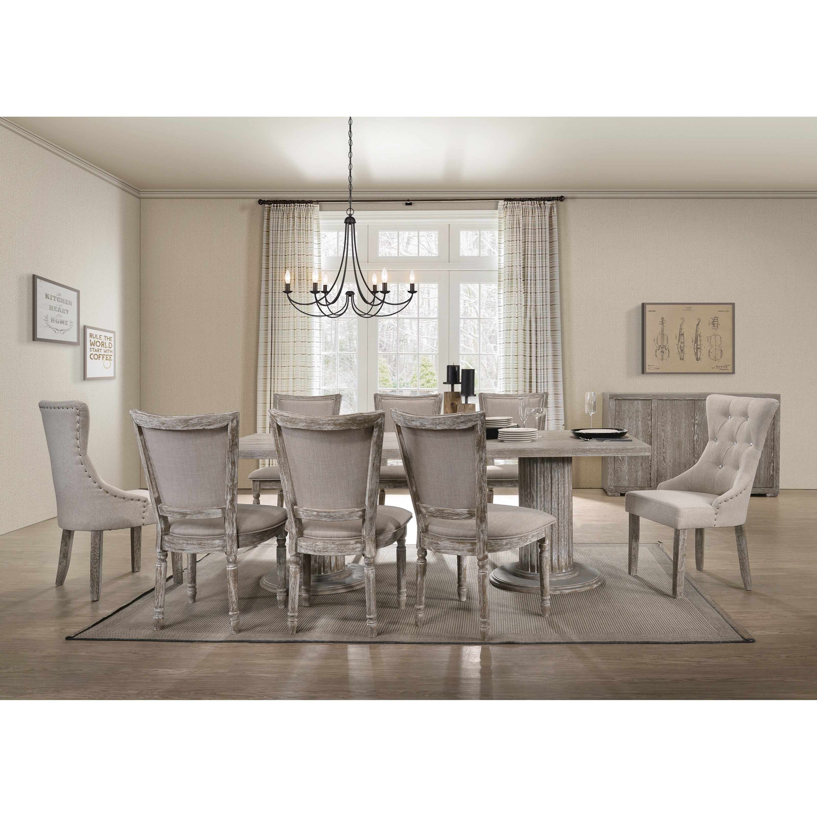 Kiera Grey Formal Dining Room Set W/ Chairs China Payless Furniture NJ